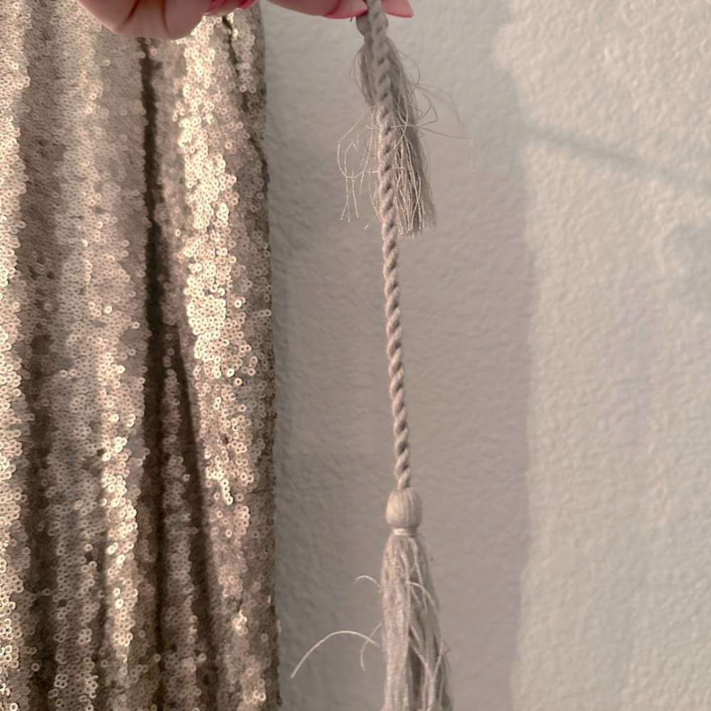 Silver Sequin Jogger Pants With Draw String Waist - image 3